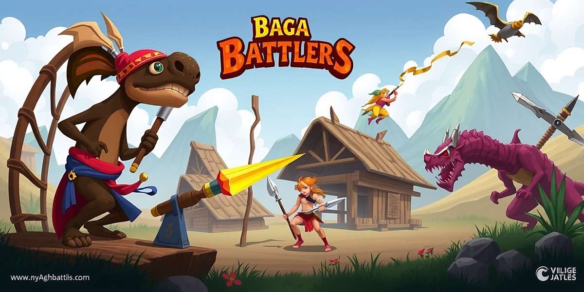 Baga Battlers - Gameplay Screenshot Baga Battlers gameplay showing village defense with traditional tools against mythical creatures