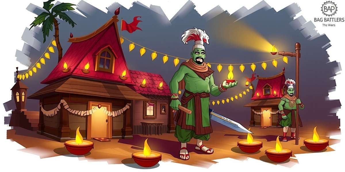 Baga Battlers - Diwali Event Baga Battlers Diwali event showing village decorated with lamps and special festive defenses